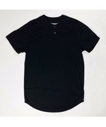 Russell Athletic Two Button Solid Placket Baseball Jersey Men&#39;s M Black ... - $12.85