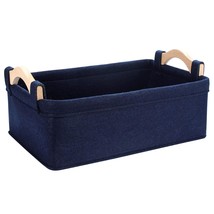 Navy Blue Small Felt Storage Basket, Durable And Soft Fabric, Ideal For Books, M - £25.36 GBP
