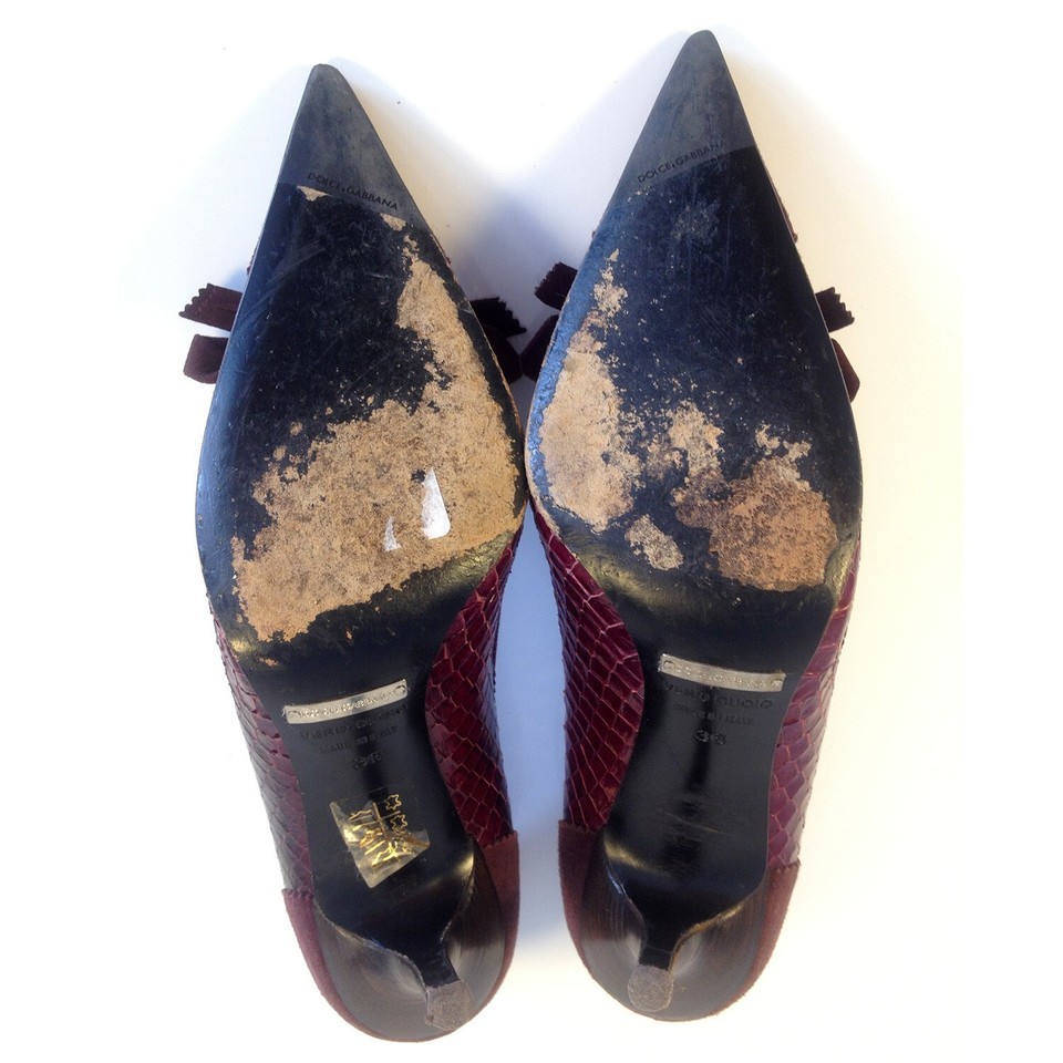 Dolce & Gabbana bordeaux snakeskin & suede leather pointy classic pumps Item image 8