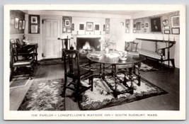 South Sudbury Massachusetts The Parlor Longfellows Wayside Inn RPPC Postcard C26 - $5.95