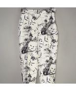 Chic Black and White Scenic Print Pants Vintage 100% Silk - $657.61 MXN