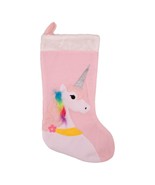 Rainbow Unicorn Christmas Stocking (Light Pink, 16 In) Glitter Horn And ... - £23.59 GBP