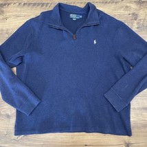 Vtg Polo Ralph Lauren Mens XXL Estate Rib Quarter-Zip Pony Pullover Sweater Blue - $23.15