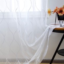 July Joy White Sheer Curtains 84 Inches Long Moroccan, White 2 Panels - £33.57 GBP