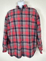 Duluth Men Size L Red/Gray Check Plaid Twill Button Up Shirt Long Sleeve... - $9.03