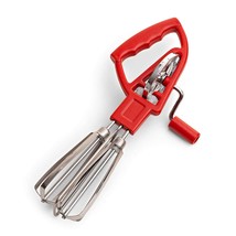 Red Manual Hand Mixer | Egg Beater With Crank | Non-Electric Kitchen Whi... - £39.37 GBP