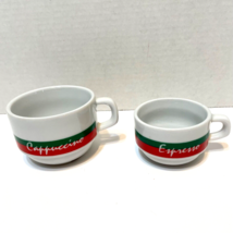 Vintage Cappuccino and Espresso Coffee Cup Red Green White Made in Brazi... - $20.52