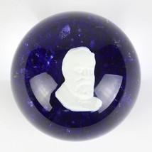 St Clair Cobalt Blue Ulysses S Grant Cameo Glass Paperweight, Vintage 19... - $30.00