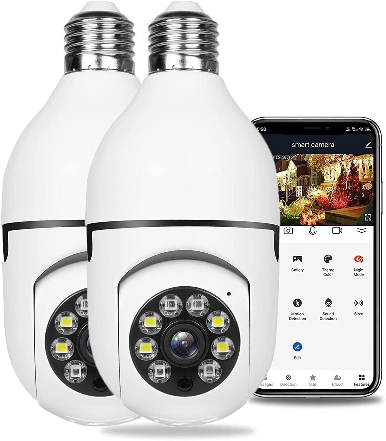 2Pcs Wifi Light Bulb Security Camera Wireless Outdoor 1080P Indoor, Way ... - $44.94