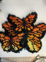 Vintage Finished BUTTERFLY Latch Hook Wall Artwork Set Of 3 - £19.89 GBP