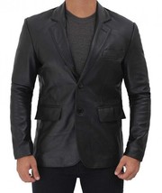 Handmade Lambskin 100%Leather Black Formal Business Real New Blazer Styl... - £95.15 GBP