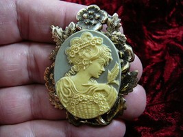 (cm26-5) Feminine Lady + Bird Gray Resin Cameo Jewelry Pin Pendant Popular - £24.46 GBP