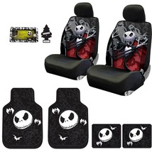 ⭐️⭐️⭐️⭐️⭐ New 10 PC Jack Skellington Car Seat Covers Rubber Mats Set For Hyundai - £100.68 GBP