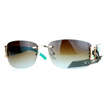 Womens Designer Sunglasses Rimless Rectangular Fashion Eyewear - £13.90 GBP