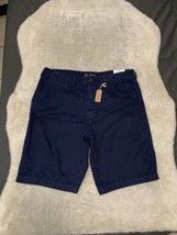 American Eagle Shorts Mens 38 Longboard  12&quot; Inseam Dark Wash Blue Chino - £22.85 GBP