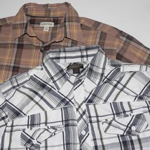 Lot Of 2 Men&#39;s Sz Large L Shirts ~ Vg ~ Helix Plaid / St Johns Bay flannel-style - £15.52 GBP