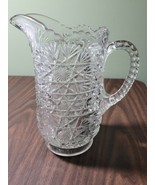 Vintage EAPG Glass Pitcher with Floral Starburst Design and Bottom - £14.69 GBP