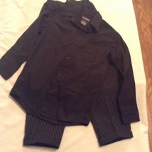 Fathers Day Size 6 7 George shirt black pinstripe dress suit pants 2 pc ... - $21.59
