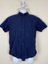 RVCA Men Size S Dark Blue Arrow All Over Pattern Button Up Shirt Short Sleeve - £5.33 GBP