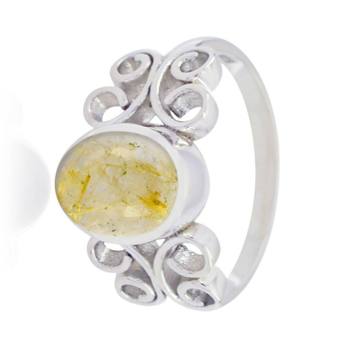 Bague Vintage En Argent Massif Avec Quartz Rutile - Taille 65, Occasion à L'état Vérifié