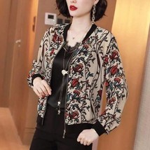 Summer Baseball Female Jacket 2022 Korean Chiffon Women Printed Jacket Long Slee - £55.66 GBP