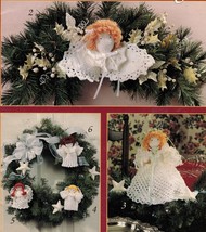 Vtg 7 Crochet Sweet Christmas Tree Angel Assortment Gift Ornaments Patterns - £9.43 GBP