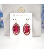 Kendra Scott Red Mother of Pearl Ella Crystal Frame Gold Drop Earrings NWT - $83.66