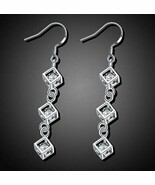 Women 925 Silver Plated Crystal Dangle Drop Earrings W/CZ Stone Pendant ... - $12.19 CAD