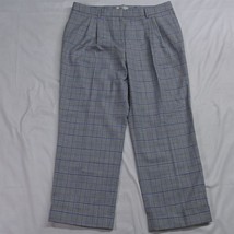 Tahari Arthur S Levine 8 Gray Plaid Pleated Cuffed Cropped Dress Pants - £10.81 GBP