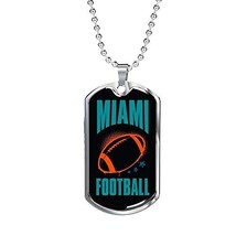 Express Your Love Gifts Miami Fan Necklace Dog Tag Engraved 18k Gold 24&quot; Chain - £54.76 GBP