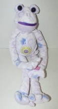 Flower Power Plush purple frog peace sign long hanging arms legs - $19.79