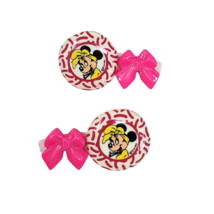 2 Vintage 1990&#39;s Disney Minnie Mouse W/ Pink Bow Plastic Barrettes - £18.67 GBP