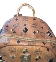 Authentic MCM Stark Studded Backpack Cognac Visetos Medium Brown image 6