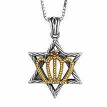 Kabbalah Amulets  Star of David &amp; Crown of  High Priest CZ Silver 925 Go... - £166.80 GBP
