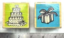 Wedding Cake Gift Present Vap Scrap 2 Rubber Stamp Bundle Birthday Ellen... - $9.70