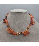 Tumbled Carnelian Bead Dangle Necklace Toggle Clasp Agate Spacers Orange... - $570.99 MXN
