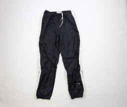 Vintage 90s Puma Mens XS Distressed Spell Out Lined Nylon Joggers Pants Black - £31.61 GBP