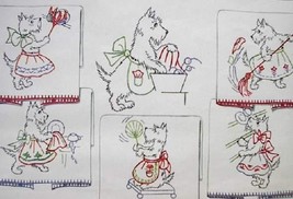 Scottie Dog Kitchen Dish Towels embroidery pattern Mc728 - £3.75 GBP