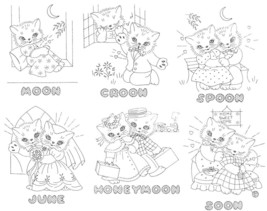 Kitten / Cat Romance Kitchen Dish Towels embroidery pattern AB7315  - $5.00