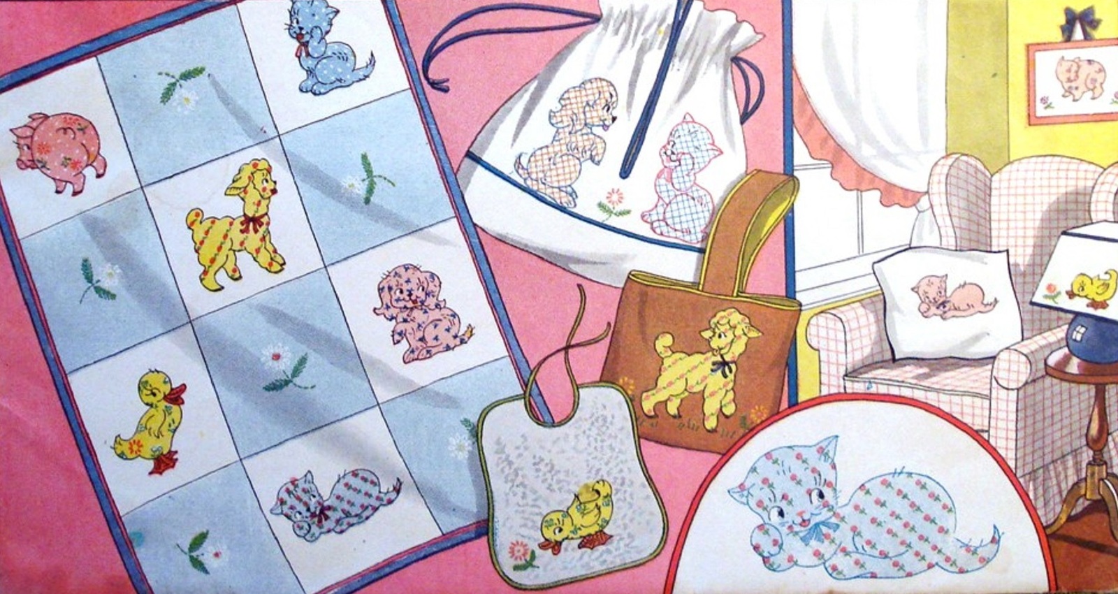 5 Nursery Pets in applique & embroidery quilt pattern V154  - $5.00