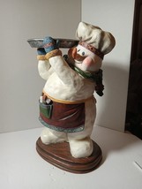 Snowman waiter-cook standing 17 In Tall With apron- Utensils and serving... - $69.68 CAD