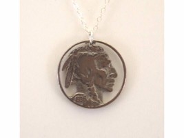Indian Nickel With Rim Cut Coin Jewelry, Necklace/Pendant - £14.95 GBP