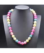 Vtg Rainbow Pastel Beaded Necklace Lovely 23&quot; - $35.07 CAD