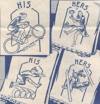 His &amp; Hers SPORTING TOWELS embroidery  pattern ab6628 - £3.90 GBP