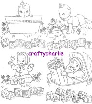 1950&#39;s BABY with BLOCKS DOW -days of week embroidery pattern lw275 - £3.93 GBP