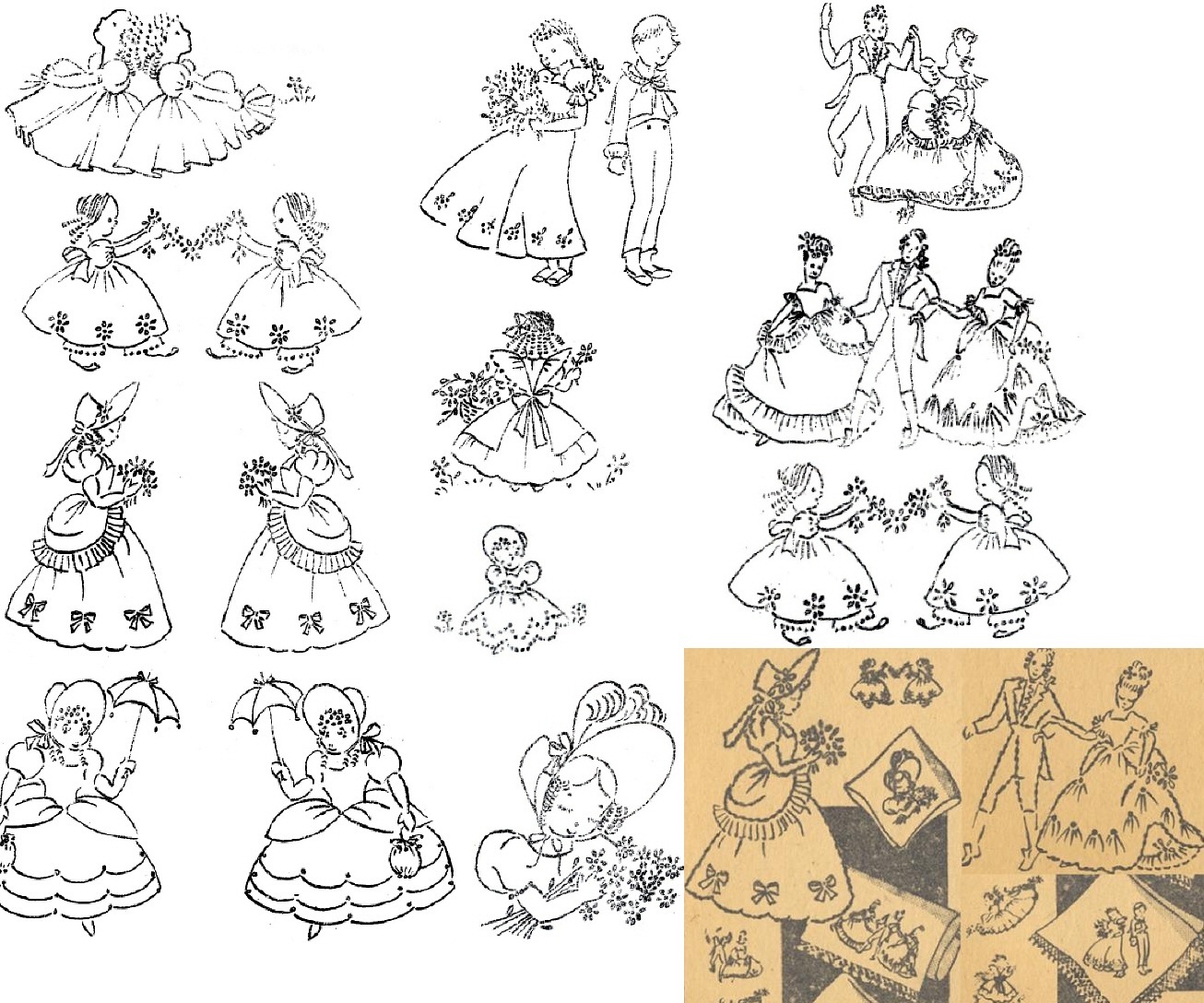 1930&#39;s Old Fashioned Figures -People embroidery pattern mo548   - $5.00