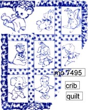 Baby Animals Crib Cover embroidery pattern 34&quot; x 45&quot; mo7495  - £3.95 GBP