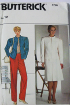 Vintage Butterrick 4760 Size 12 Misses Jacket Skirt &amp; Pants  Uncut - £7.95 GBP