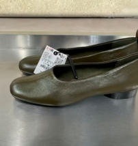 ZARA BNWT 2025. KHAKI GREEN LOW HEEL LEATHER BALLERINAS. 1541/510/032 - $92.94