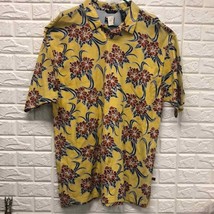 Vtg Bugle Boy no wrinkle Hawaiian hibiscus polo 100% cotton old stock wi... - $50.79